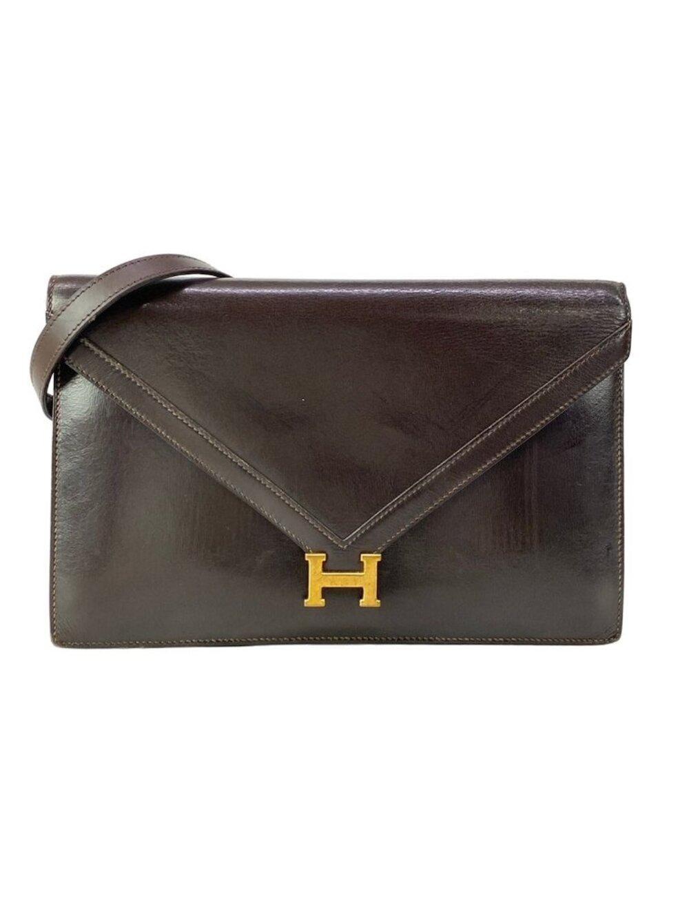 Hermes Shoulder Bag Liddy Dark Brown Gold